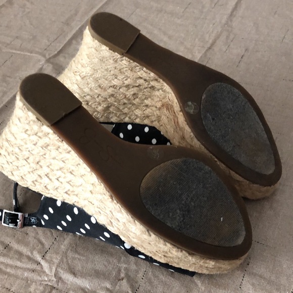 Jessica Simpson wedge black white polka dot open toe sandals size 7 - Picture 4 of 4